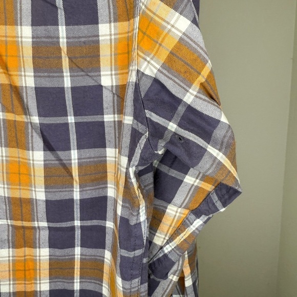 Filson Plaid Flannel Gold and Blue Casual Button Down Shirt Mens Collared - Picture 5 of 7